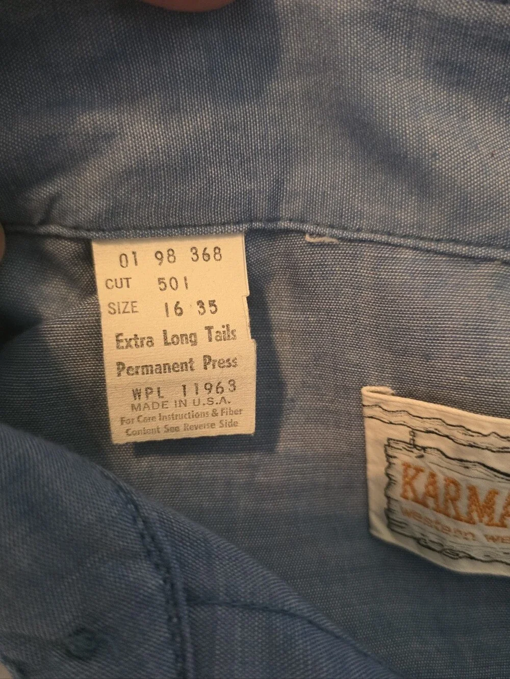Karman Western Wear Vintage Snap Button Shirt Size XL